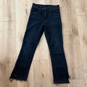 MOTHER Black Insider Crop Step Fray Jeans